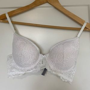 Aerie | white lace push up “day to play plunge” bra | like new | size 34C